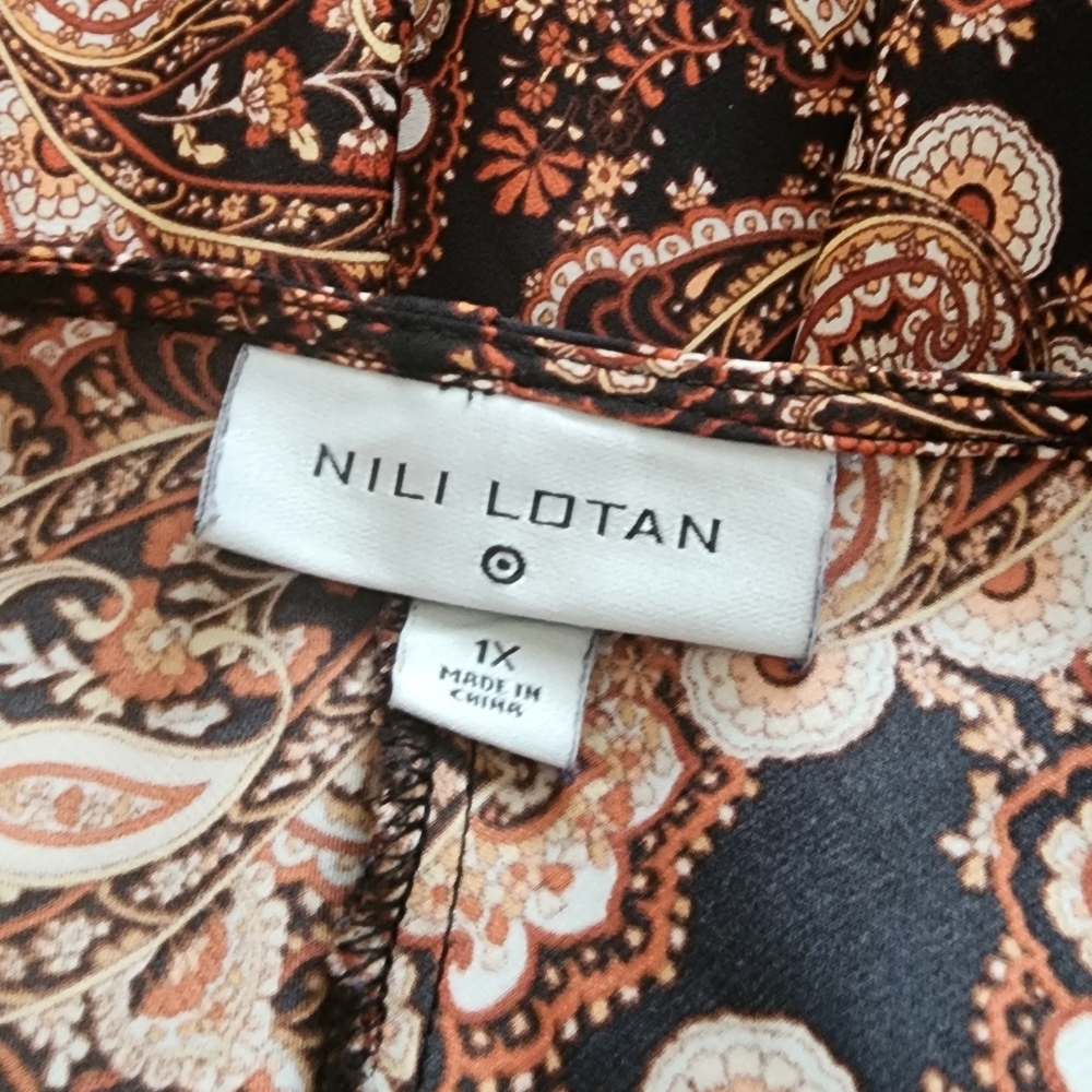 Nili Lotan‎ Target Brown Paisley Spaghetti Strap Slip Dress Size 1X - Picture 8 of 10